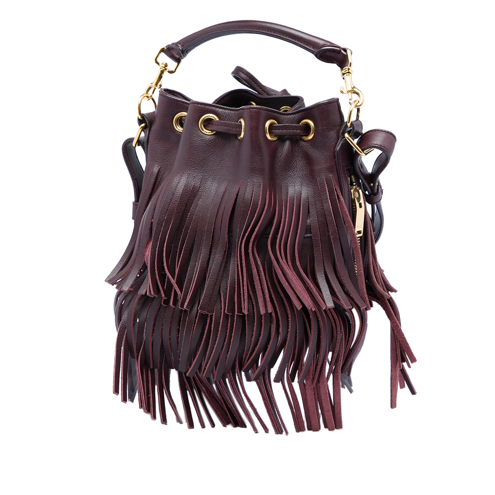 Pre-Loved Saint Laurent Small Calfskin Emmanuelle Fringe Bucket Bag - Picture 2 of 6